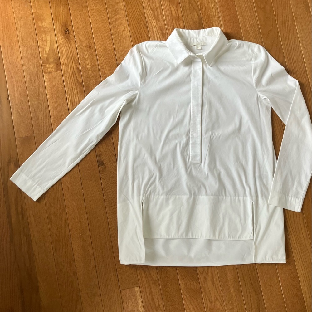 COS White Pima Cotton Pop Over Shirt with Collar size 2 - Picture 8 of 10